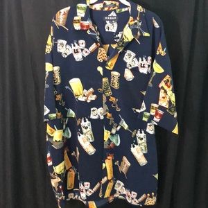 Gambling/Martini Print Button Down Shirt Size XL